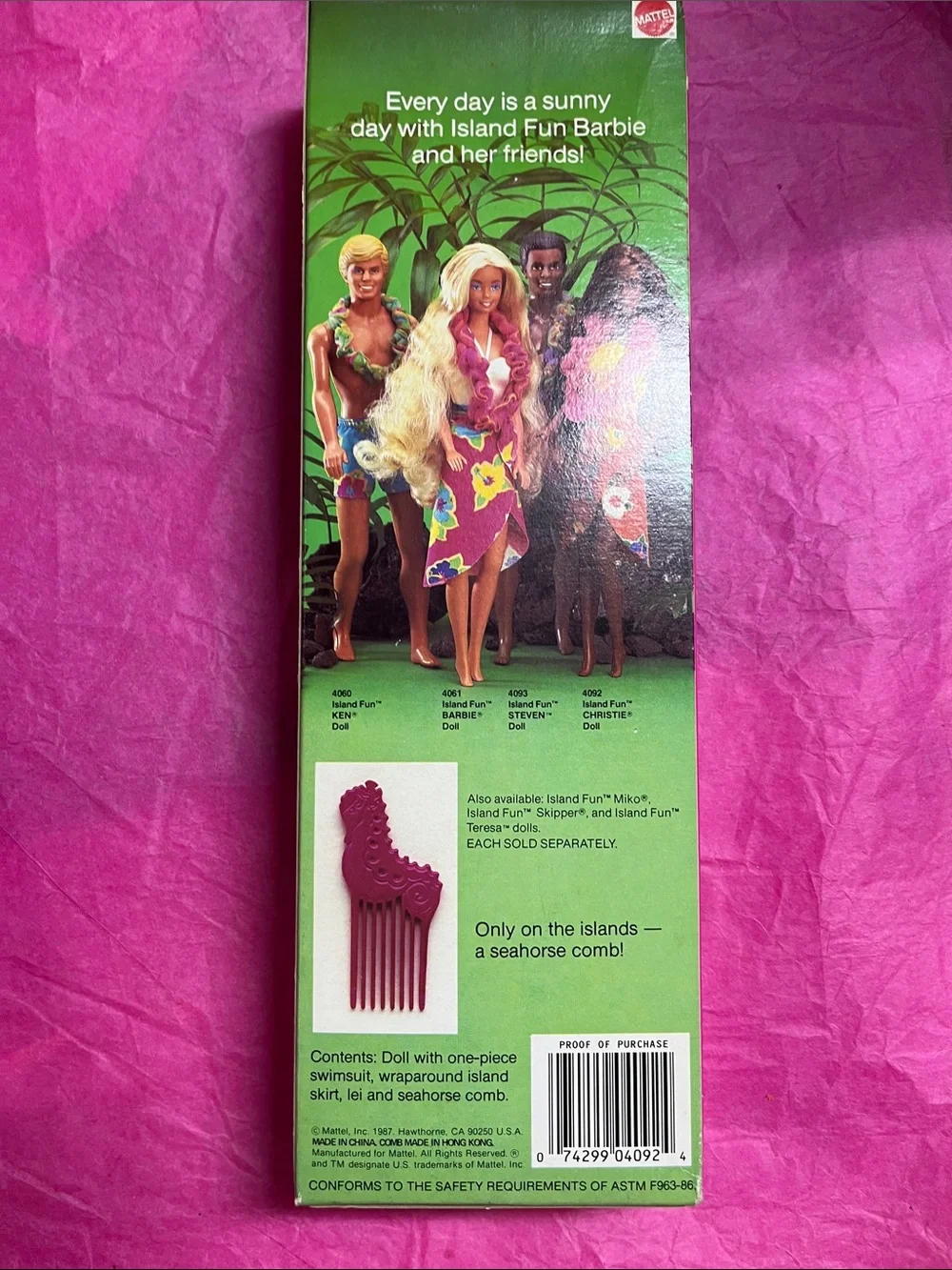 vintage 1987 Mattel Island Fun Christie doll (#4092) NRFB